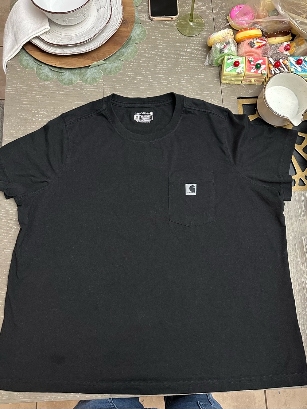 Carhartt Black Short-Sleeve Pocket Tee with Logo Patch